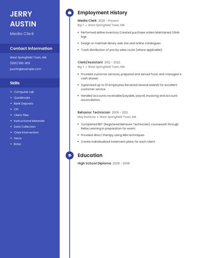 Media Clerk Resume