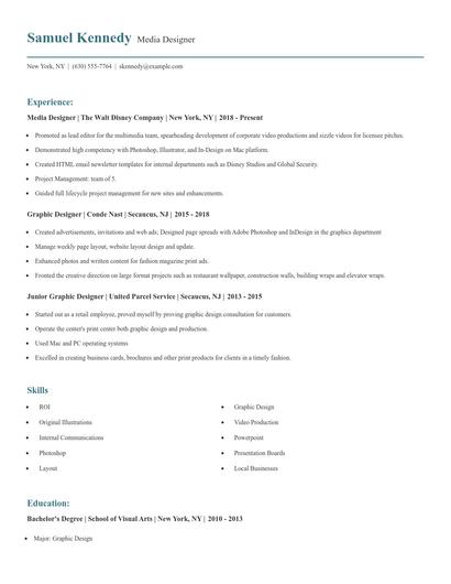 Media Designer Resume