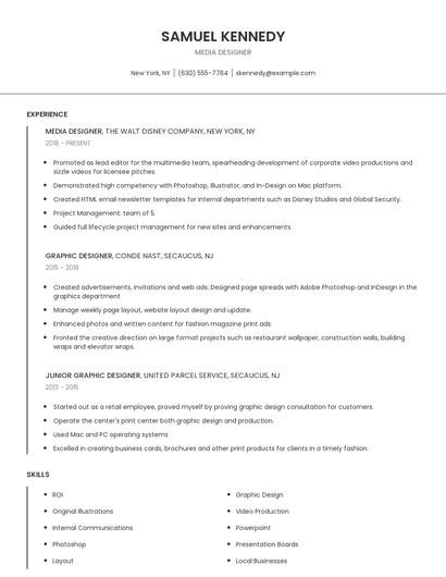 Media Designer Resume