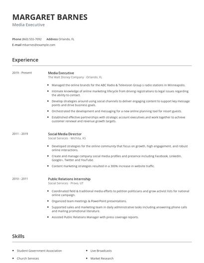 Media Executive Resume