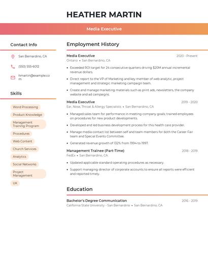 Media Executive Resume