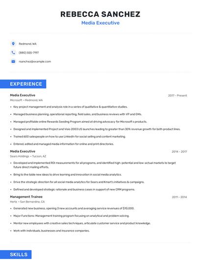 Media Executive Resume