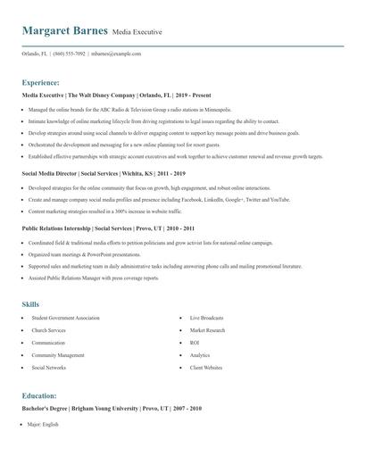 Media Executive Resume