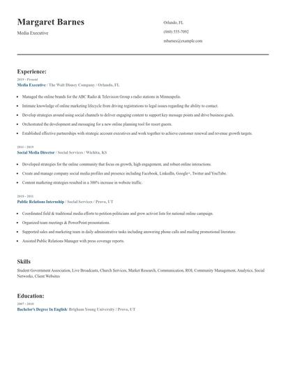 Media Executive Resume