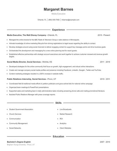 Media Executive Resume