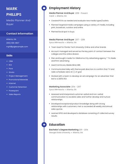 Media Planner And Buyer Resume