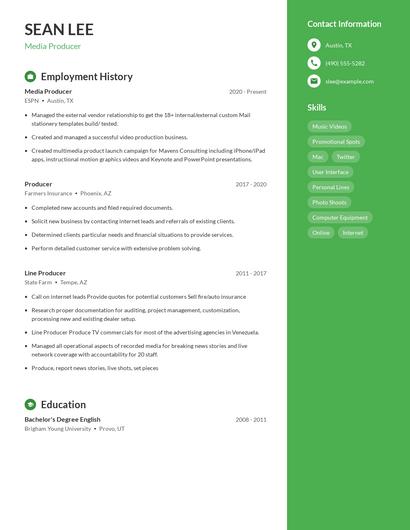Media Producer Resume
