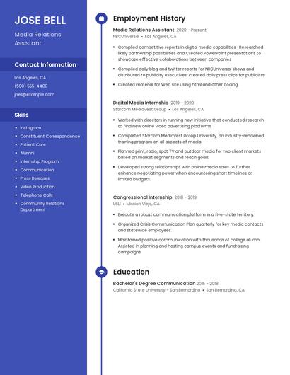 Media Relations Assistant Resume