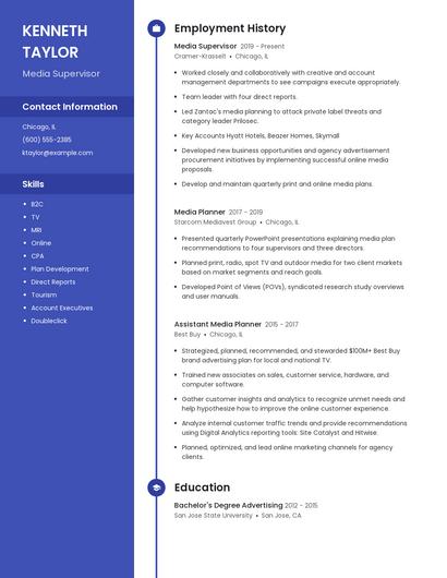 Media Supervisor Resume
