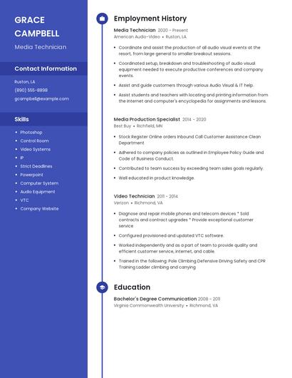Media Technician Resume