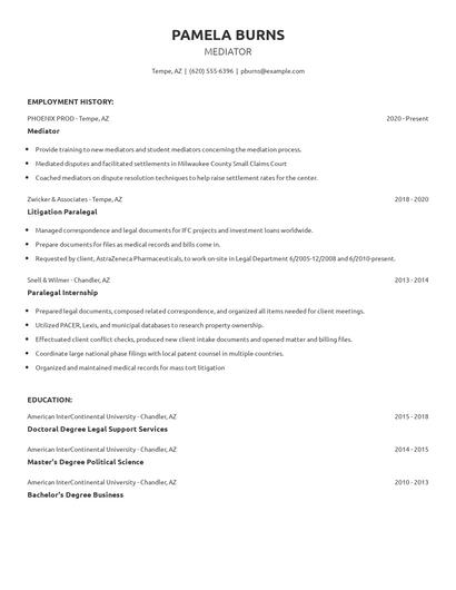 Mediator Resume