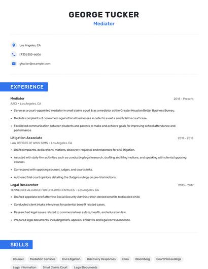 Mediator Resume