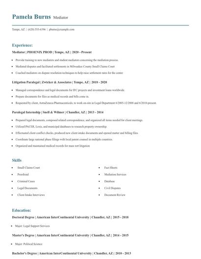 Mediator Resume