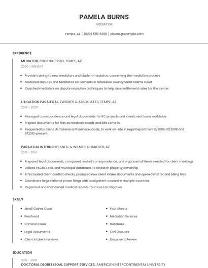 Mediator Resume