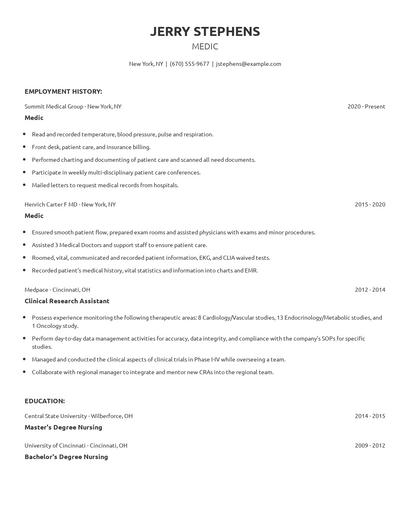 Medic Resume