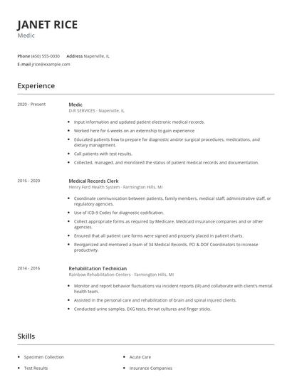 Medic Resume