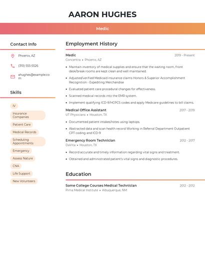 Medic Resume