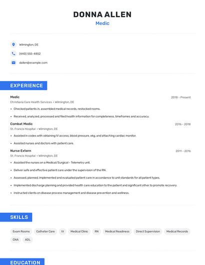 Medic Resume