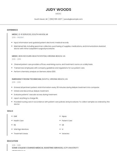 Medic Resume