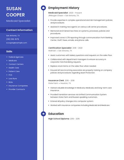 Medicaid Specialist Resume