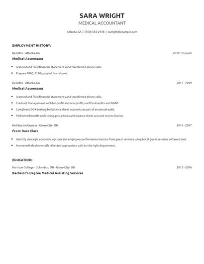 Medical Accountant Resume