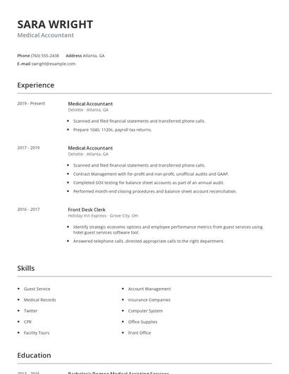Medical Accountant Resume