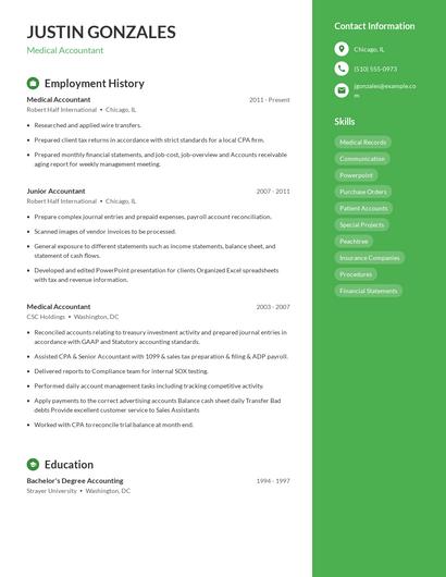 Medical Accountant Resume