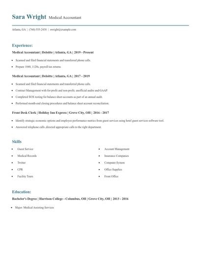 Medical Accountant Resume