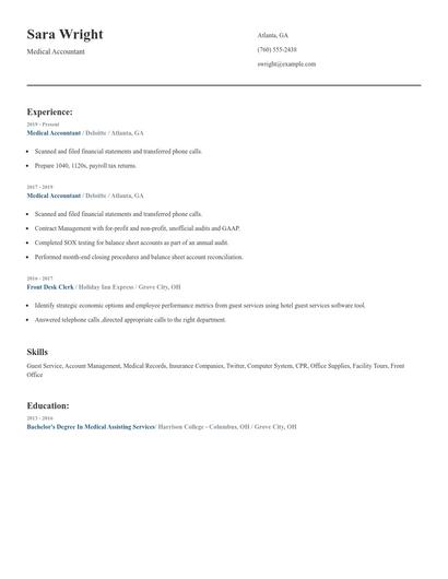 Medical Accountant Resume