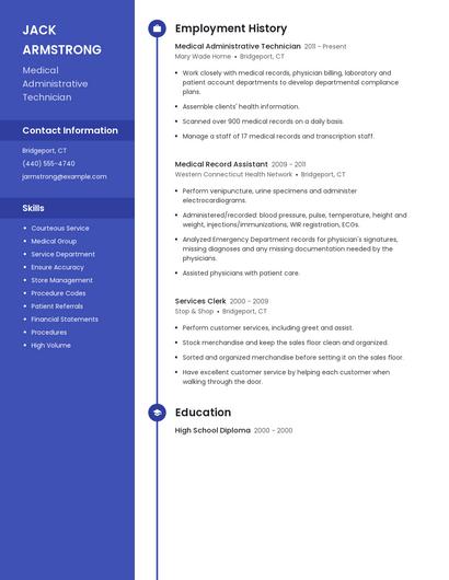 Medical Administrative Technician Resume