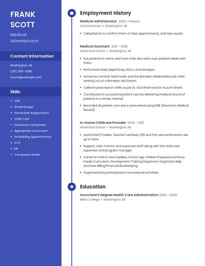 Medical Administrator Resume