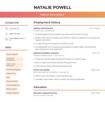 Medical Administrator Resume