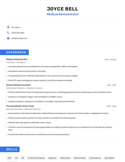 Medical Administrator Resume