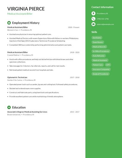 Medical Assistant/Biller Resume