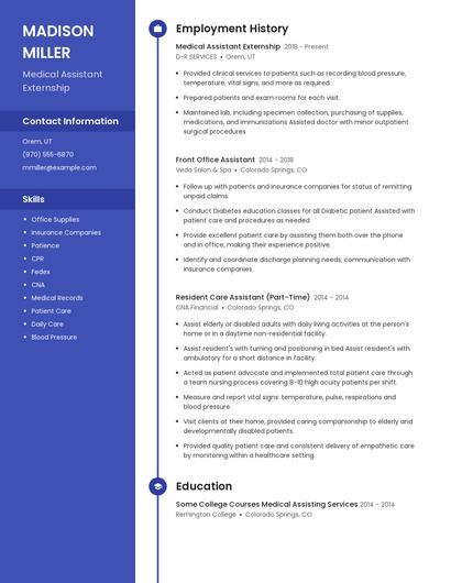 Medical Assistant Externship Resume