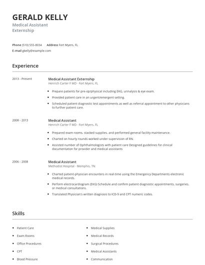 Medical Assistant Externship Resume