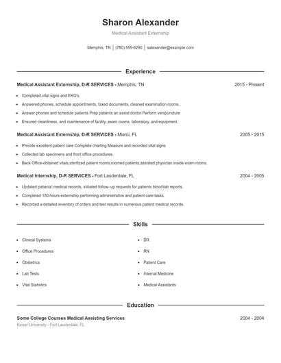 Medical Assistant Externship Resume