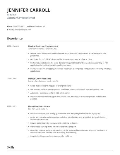 Medical Assistant/Phlebotomist Resume