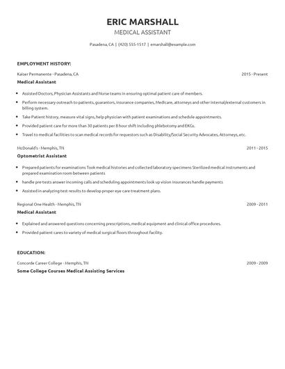 Medical Assistant Resume