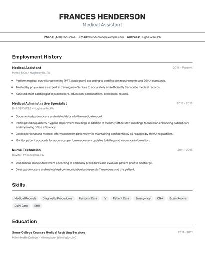 Medical Assistant Resume