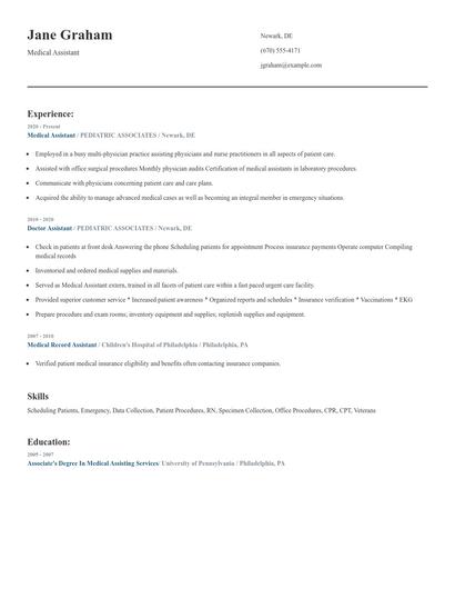 Medical Assistant Resume
