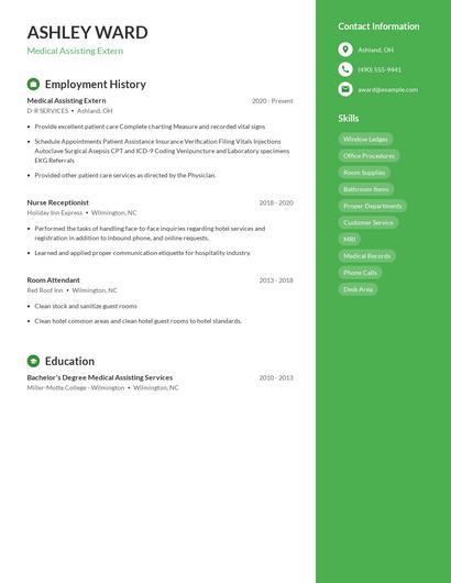 Medical Assisting Extern Resume