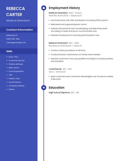 Medical Attendant Resume