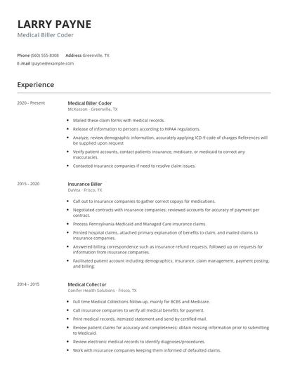 Medical Biller Coder Resume