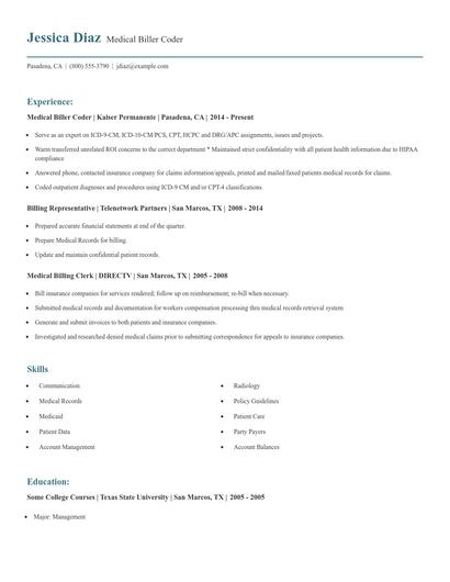 Medical Biller Coder Resume