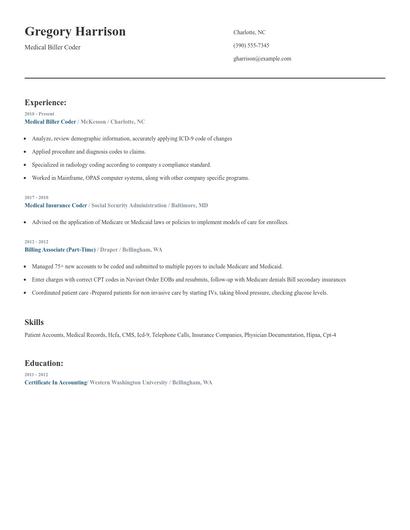 Medical Biller Coder Resume