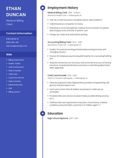 Medical Billing Clerk Resume