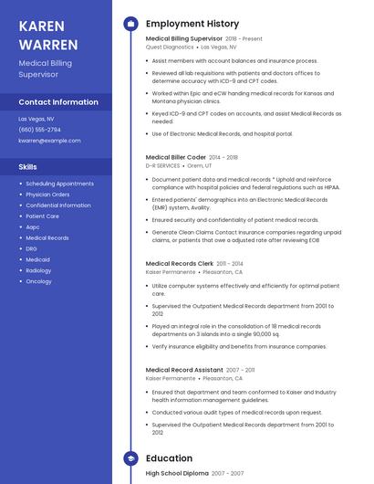 Medical Billing Supervisor Resume