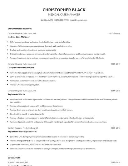 Medical Case Manager Resume