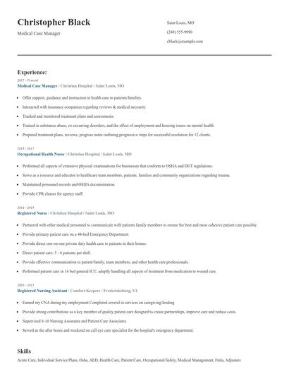 Medical Case Manager Resume
